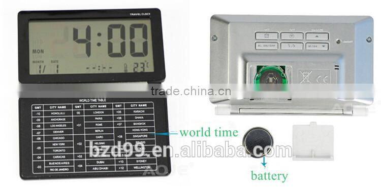 Multi-functional LCD Display Portable Folding Travel Alarm Clock Pocket Flip Clock / Electronic items Manufacturer OEM/ODM
