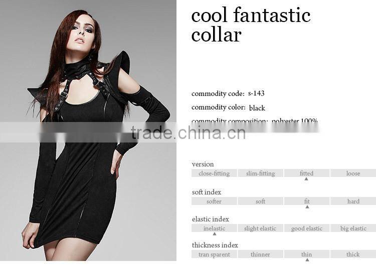 S-143 Black Leather Sexy Cool lady Neck Garments Collar Accessory