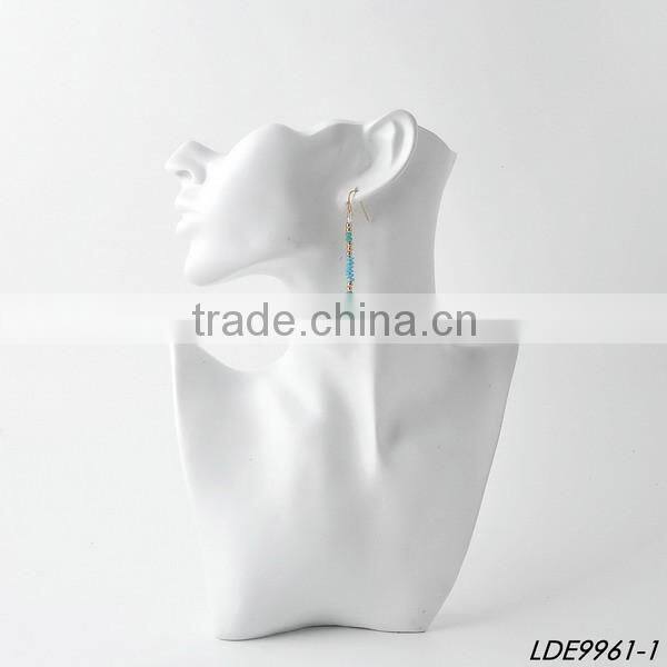 Gold bead with green bead fasion earrings