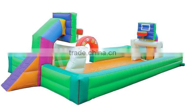 inflatable sports equipment inflatable football field with basketball hoops game combo