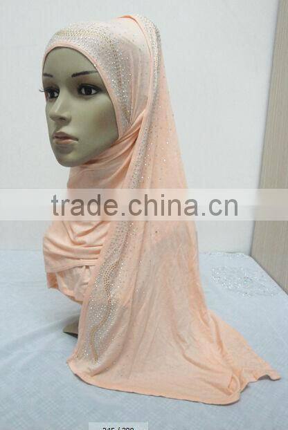 JL054 latest cotton jersey scarf with rhinestones,muslim hijab scarf