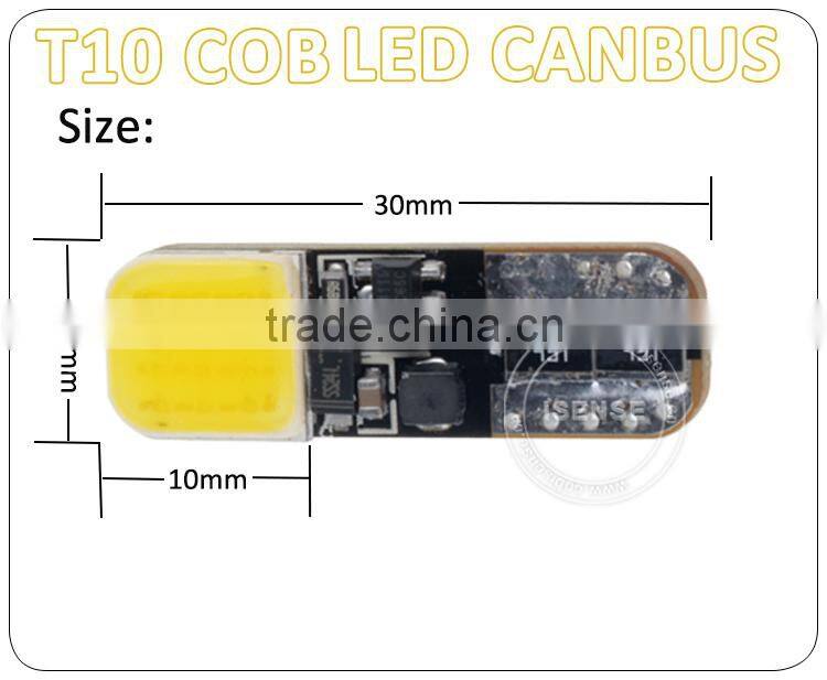 Plasma Red T10 w5w wedge auto interior accessories 12v canbus T10 COB*2 cob led bulb