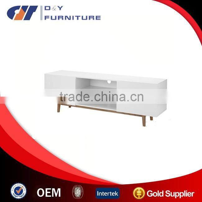 Wood TV Stand with White High Gloss Painting Finish