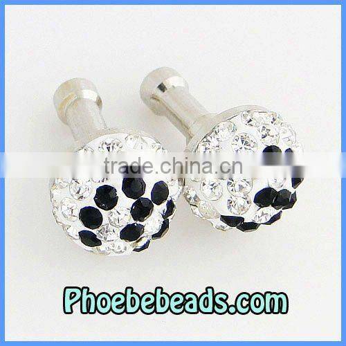 Wholesale White Black Cell Phone Dustproof Jack Cap Crystal Dust Plug Stopper Pave Rhinestone 3.5mm For Iphone4S Ipad MDP-C1005