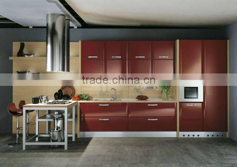 Timber veneer kitchen cabinet handle free design