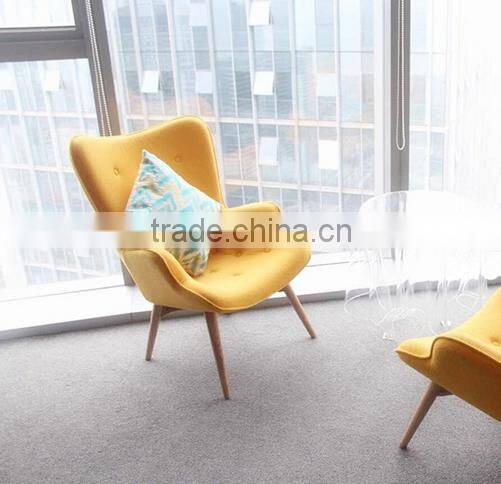 Nordic style design lounge chair wooden , seat upholstered in