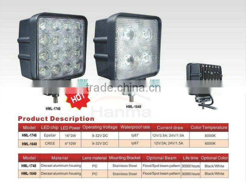 48W LED Light for Agricultural Automotive Industrial Truck Vehicles
