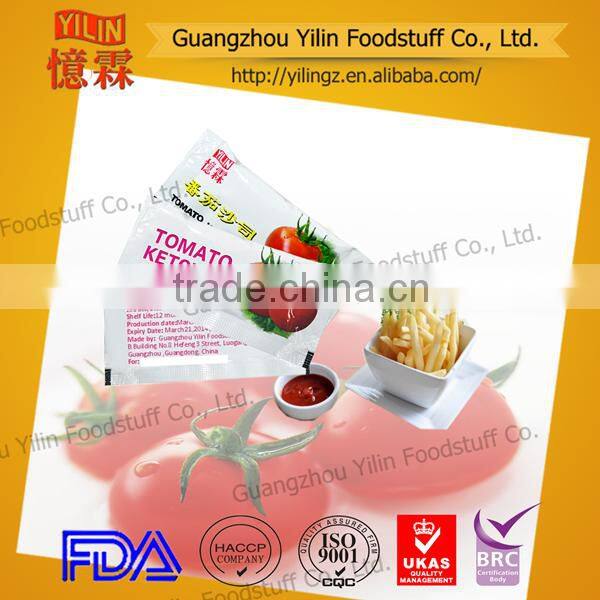 Competitive price 10g organic natural tomato ketchup sachet
