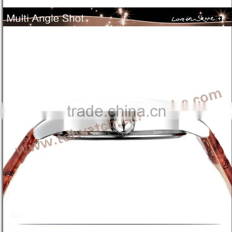 9142 high quality unisex leather band two time zone watch