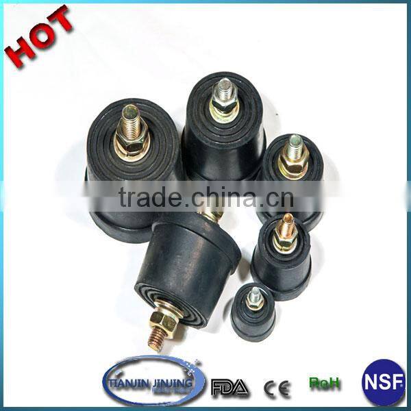 Compound Protective Cylindroid Extrusion Rubber Feet Block With Screw Steel Axis