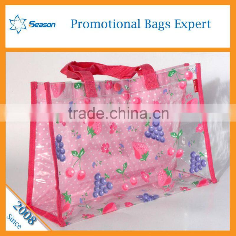 Flower print custom design makeup case Clear travel cosmetic pvc transparent Bag