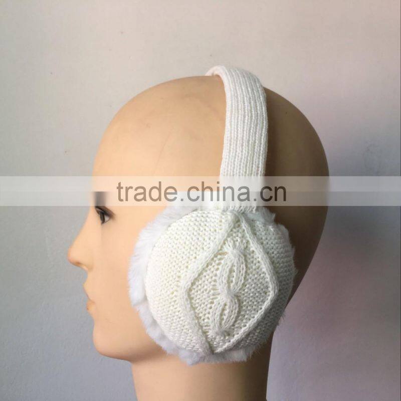 Adult unisex knitted earmuff fur with geometric pattern for male and female outdoor active wearing accessories