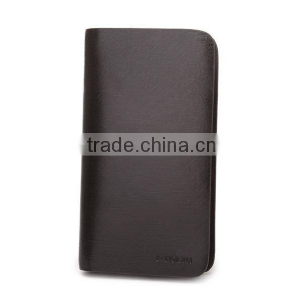 Popular Long Style Zipper Around Genuine Leather Brown Waiter Wallet