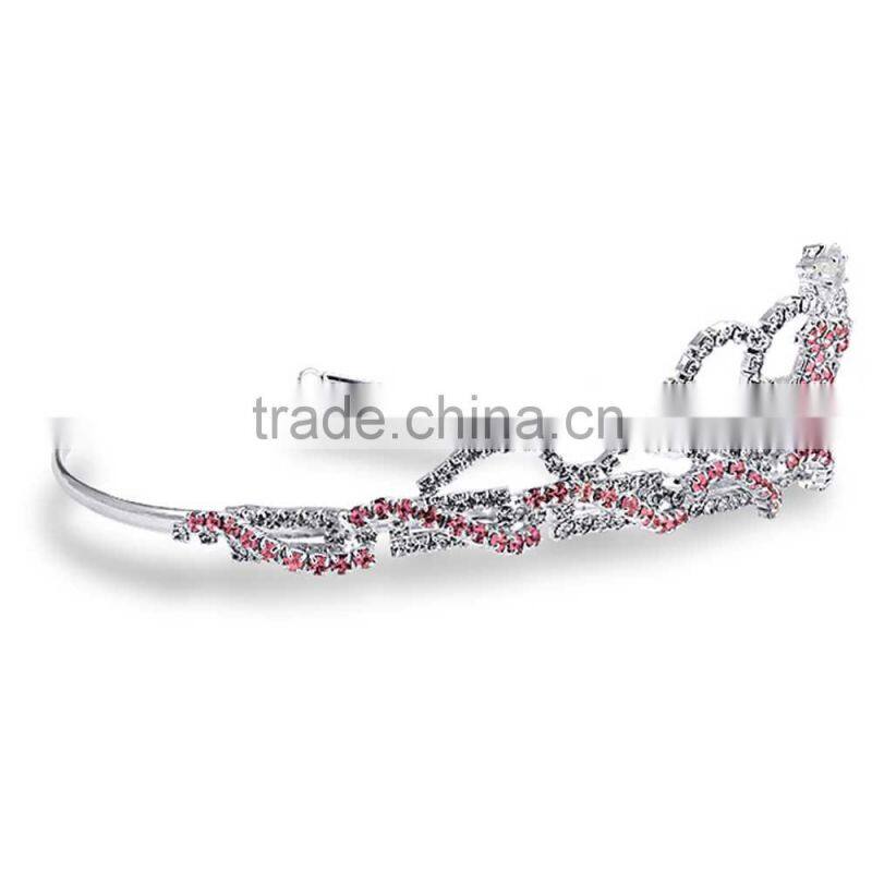 silver pink rhinestone princess sweet 16 birthday tiara