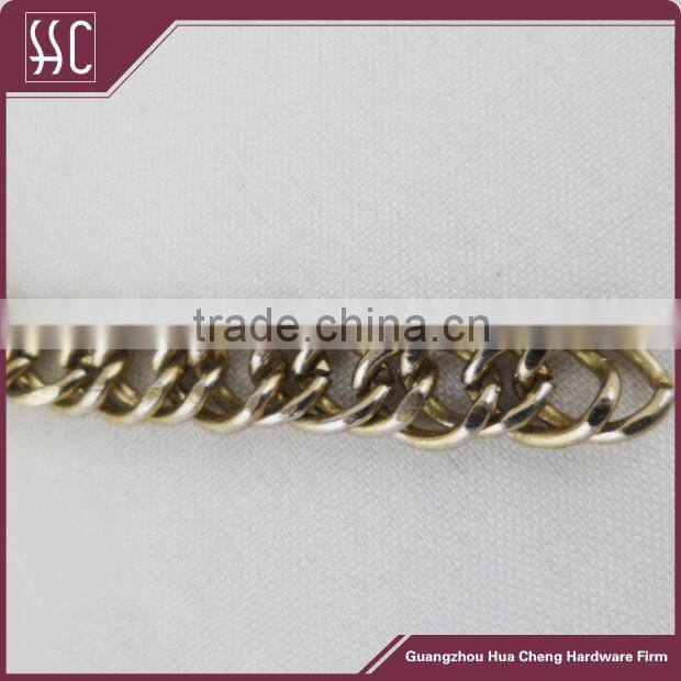 (Guangzhou China)gun metal plated metal chain with small snap hook,decorative metal chain for single shoulder bag