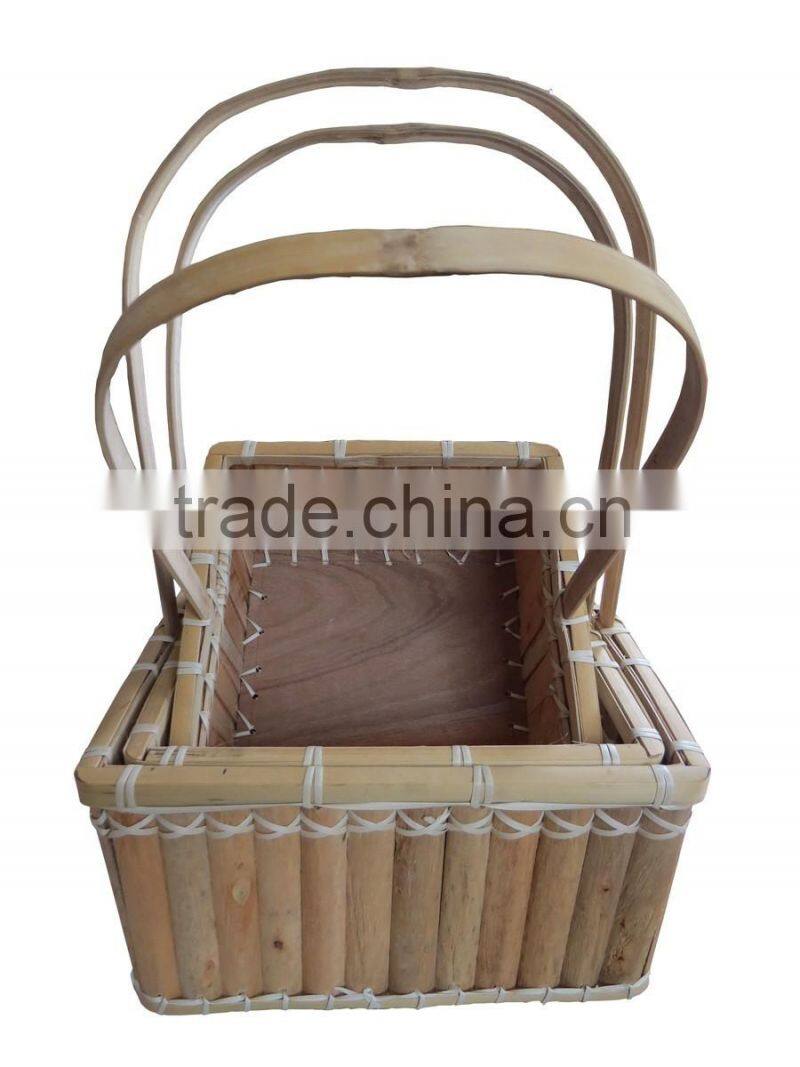 New design wood basket with handle