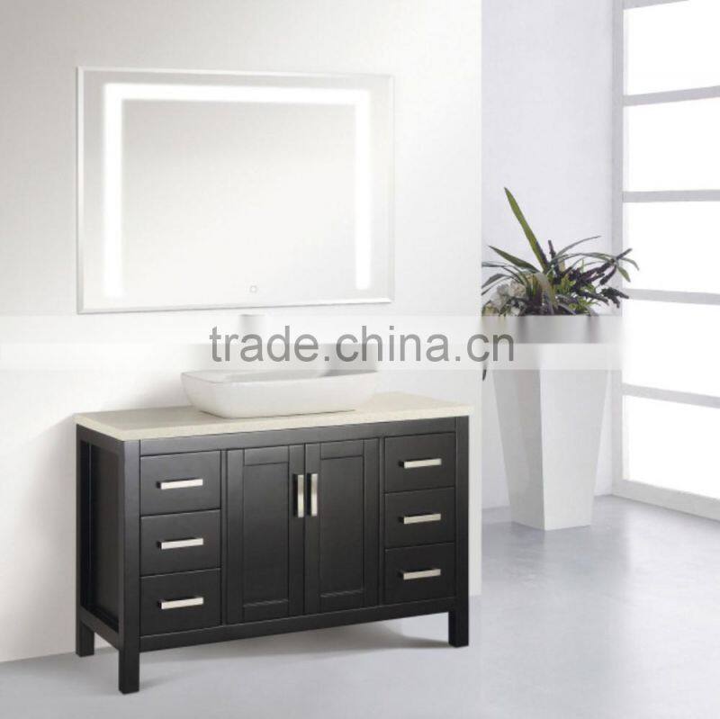 Espresso Oak Wood Floor Mounted Bathroom Cabinet with Legs