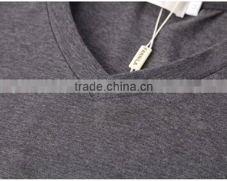 (Trade Assurance)wholesale 220g 95%cotton 5%spandex short sleeve v neck plain dyed women fitness t shirt