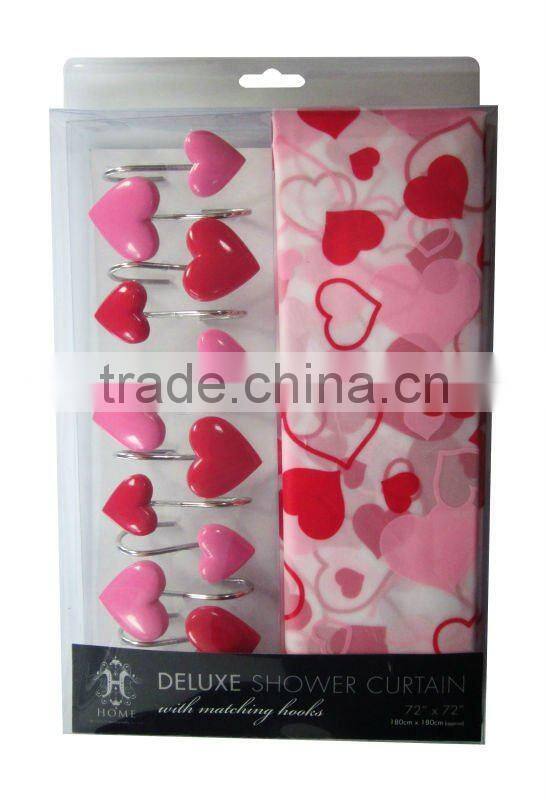 heart design , bathroom shower curtain