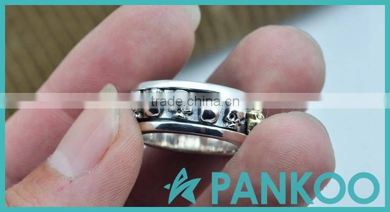 2016 NEW Men's Punk Tai silver Ring Band Silver Skull Head Bone Gothic Fshion Unique men's ring