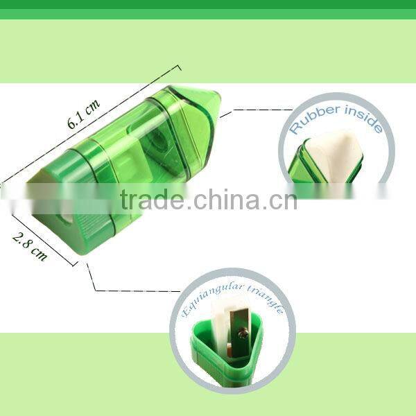 Triangular Prism Shaped Pencil Sharpener With Eraser