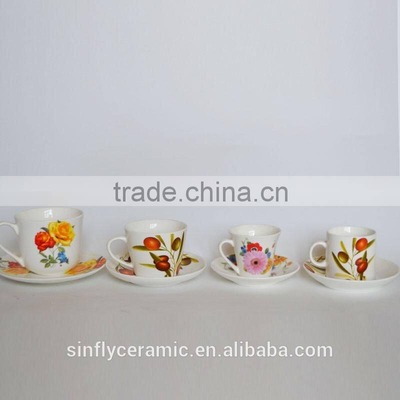 Ceramic mug and saucer for coffee or tea