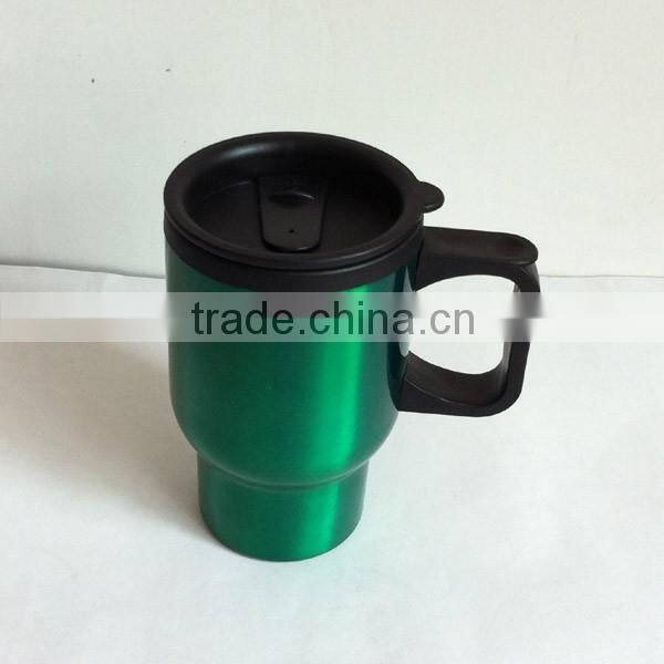 16oz stainless steel plastic travel mug with handle