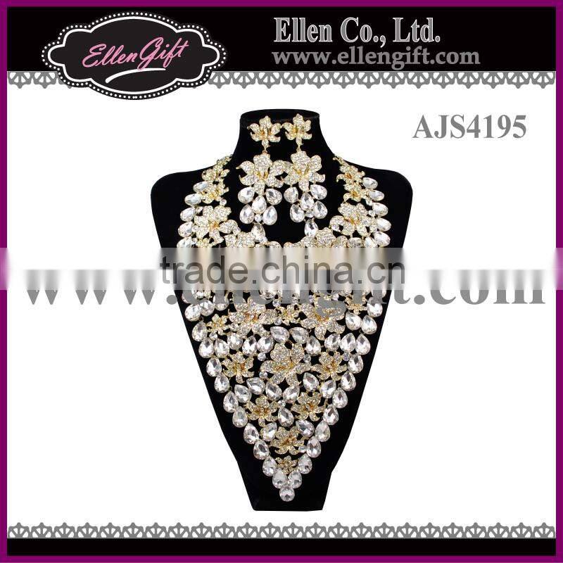 Gold Plated Big Design Wedding Party Jewelry Set AJS4195