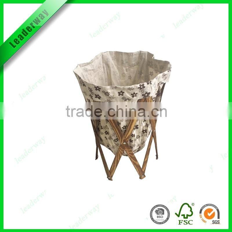 Fashion design collapsible bamboo laundry basket