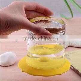 Coffee Mug Suction Lid Cap Silicone Glass Cup Cover Cartoon Sealed Anti-dust