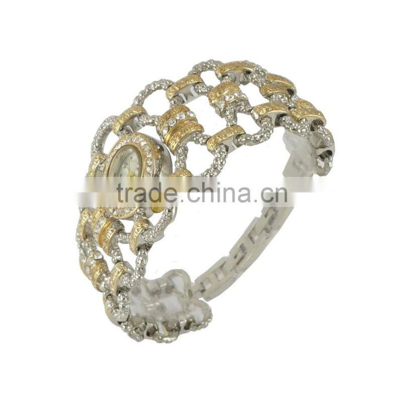 New model unique fashion ladies dress wide band alloy quartz with japan quartz watch