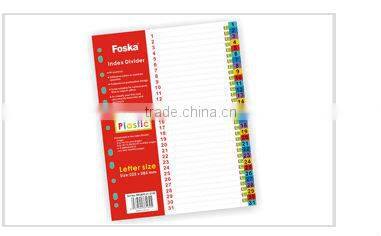 Letter size Assorted Colors Plastic Index Divider/Plastic File Index