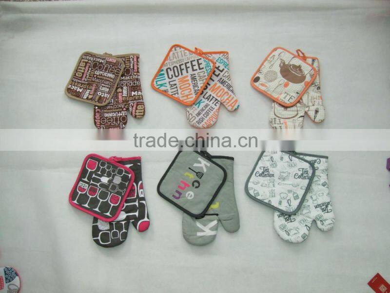 3pc pigment printing towel with fringe cheese holder set rooster design glove set