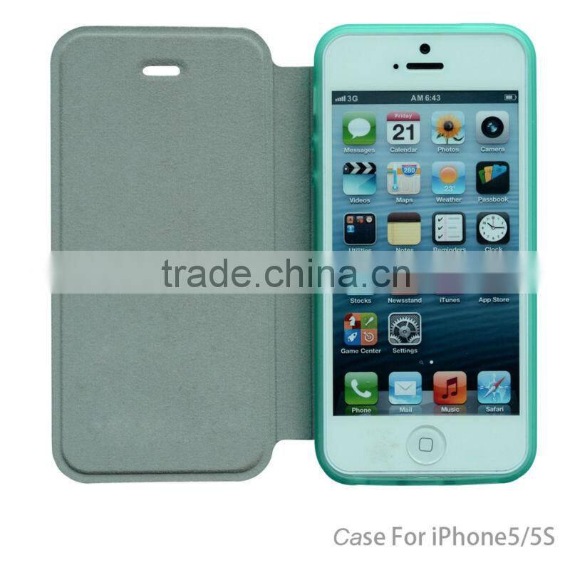 2014 solid color book type smartphone case for iphone 5