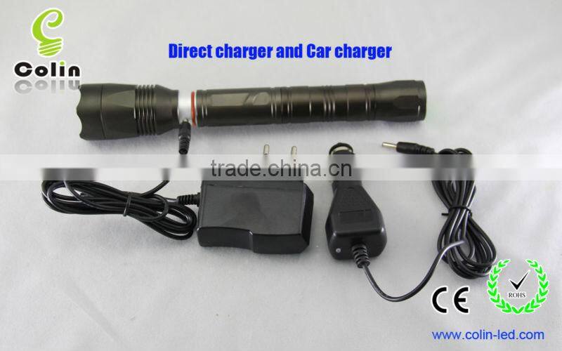 CREE XML U2 1000lm rechargeable small powerful led flashlight with direct charger and car charger