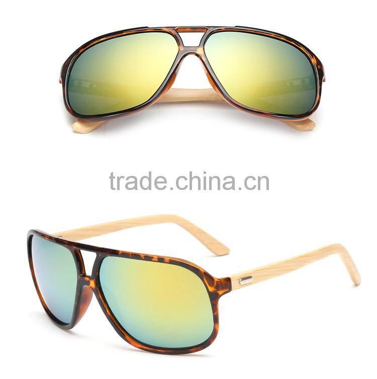 free sample 2016 newest vintage bamboo sunglasses with colorful lenses