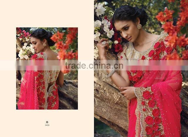 Green Chiffon On Net Designer Saree