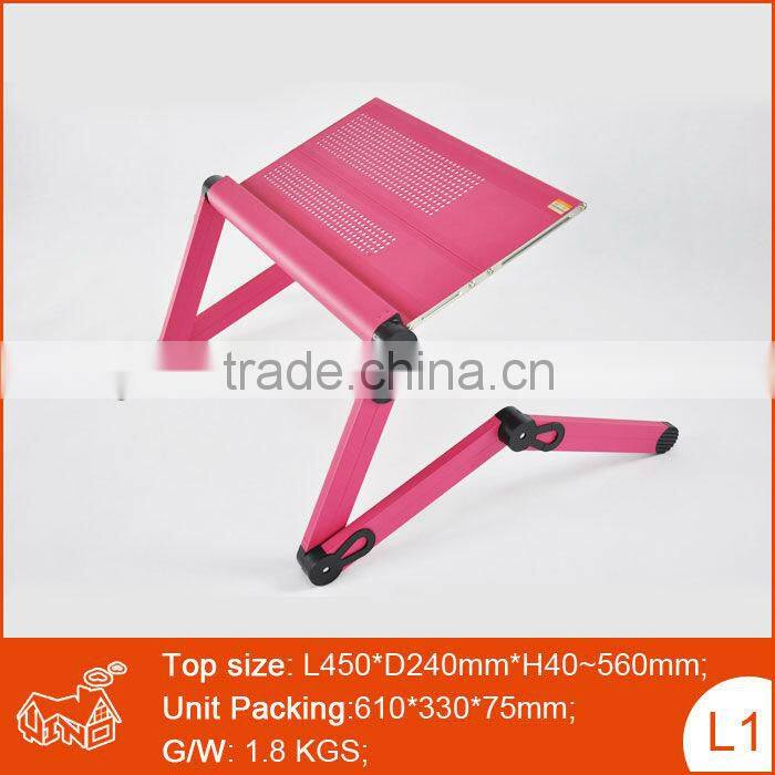 Adjustable aluminum portable laptop table/desk,folding recliner tables for laptop