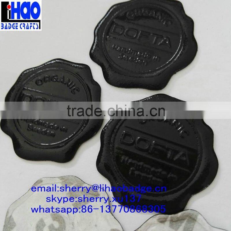 Black color aluminum wax seal sticker/metal logo embossed wax label/metal wax sticker for perfume