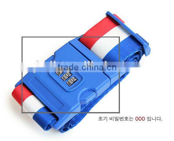 Flag Printing Travelling 3 Dials Combination Lock Luggage Belt with TSA