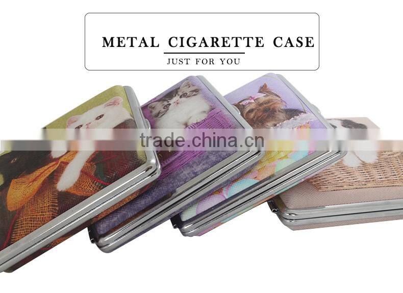 Linen Leather decorative pattern metal cigarette case/holder/box Pet design WB-21
