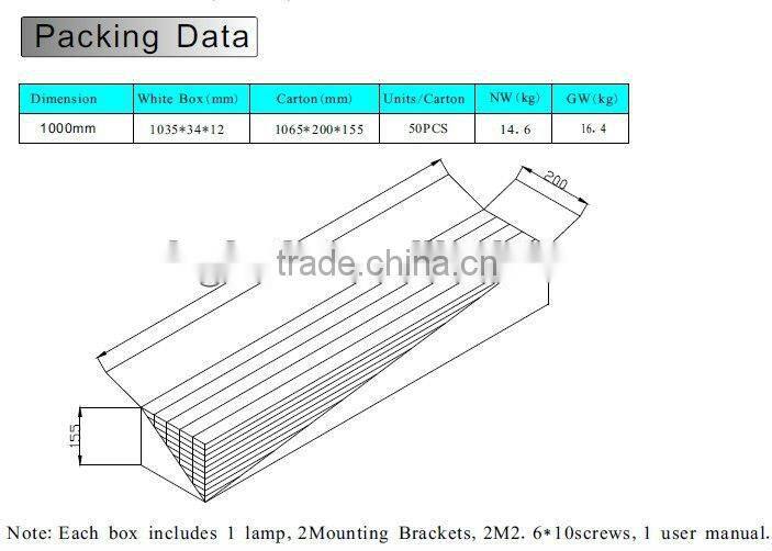 1000mm 11w Aluminium sensor super slim LED cabinet lighting