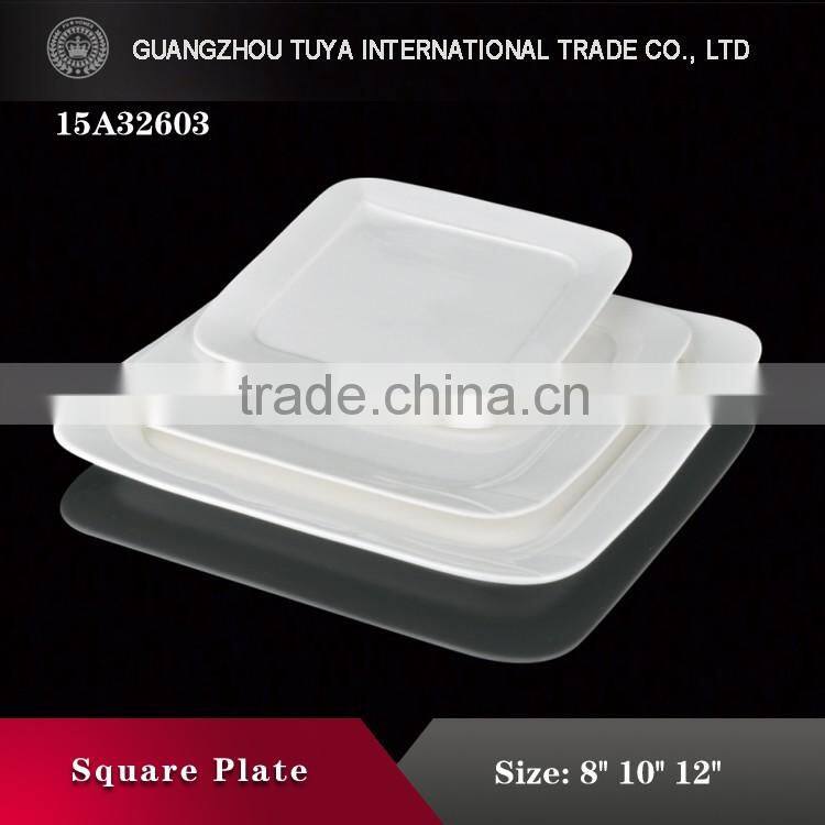 Wholesale ceramy white simple design modern style square shaped ceramic porcelain plates dishes