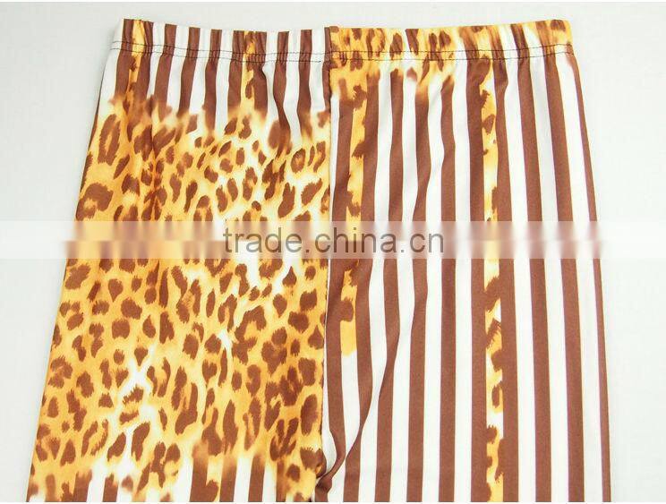 Women`s Striped Leopard Print Slim leg Footless Ladies Leggings