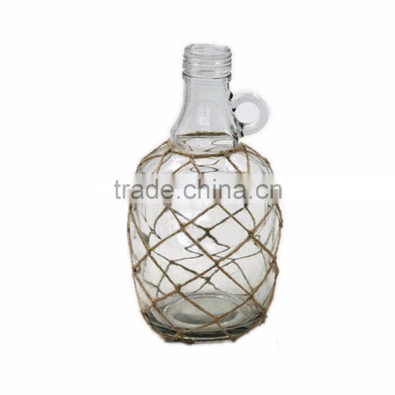 handmade clear glass vase with handle