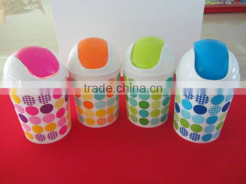 new household/office plastic round litter bin with push lid