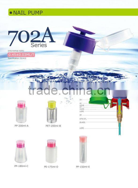 175ml 180ml 200ml makeup remover container with nail polish remover pump
