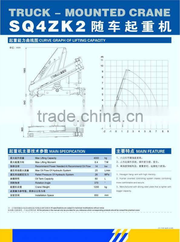 SQ4ZK2 Truck Mounted Crane