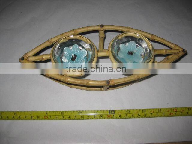Nature Bamboo Candle Holder With Glass