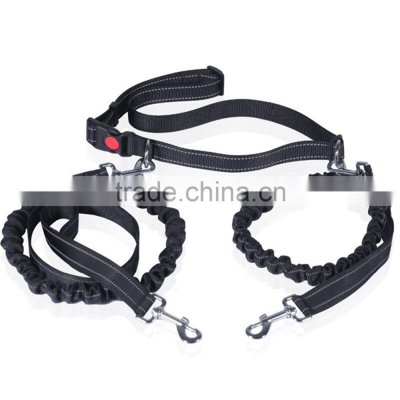 Greenwell 2 Hands Free Dog Leash Premium Reflective Runner Bungee Dog Training Leash Rope Adjustable Waist Belt with Nylon Runni